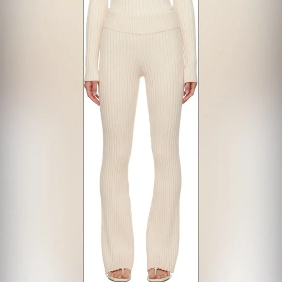 NWT GUIZIO- Thalia Rib Lounge Pants in Color Ivory. Size L - Picture 1 of 9